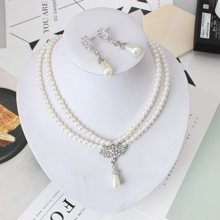 Pearl Crystal Necklace Set