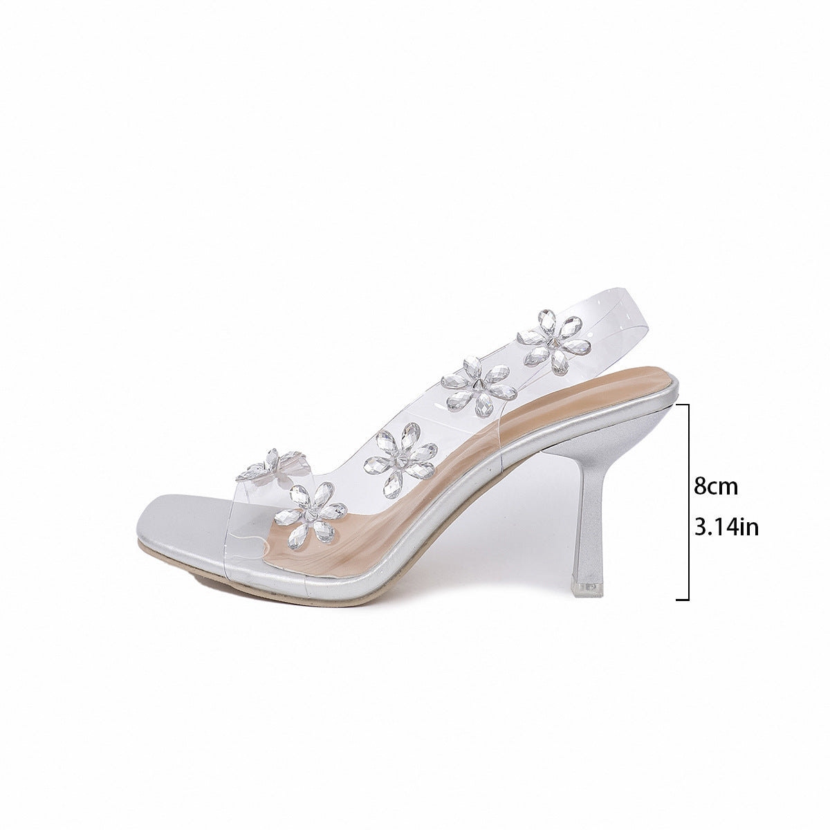 Transparent Rhinestone Slingback Sandals