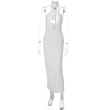 Solid Color Iron Hoop Sexy Cutout Slim Fit Dress
