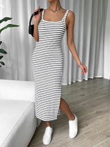 Women's Fashion Sleeveless Knitted Striped Dress