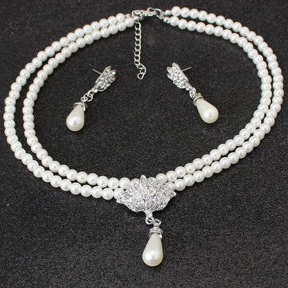 Pearl Crystal Necklace Set