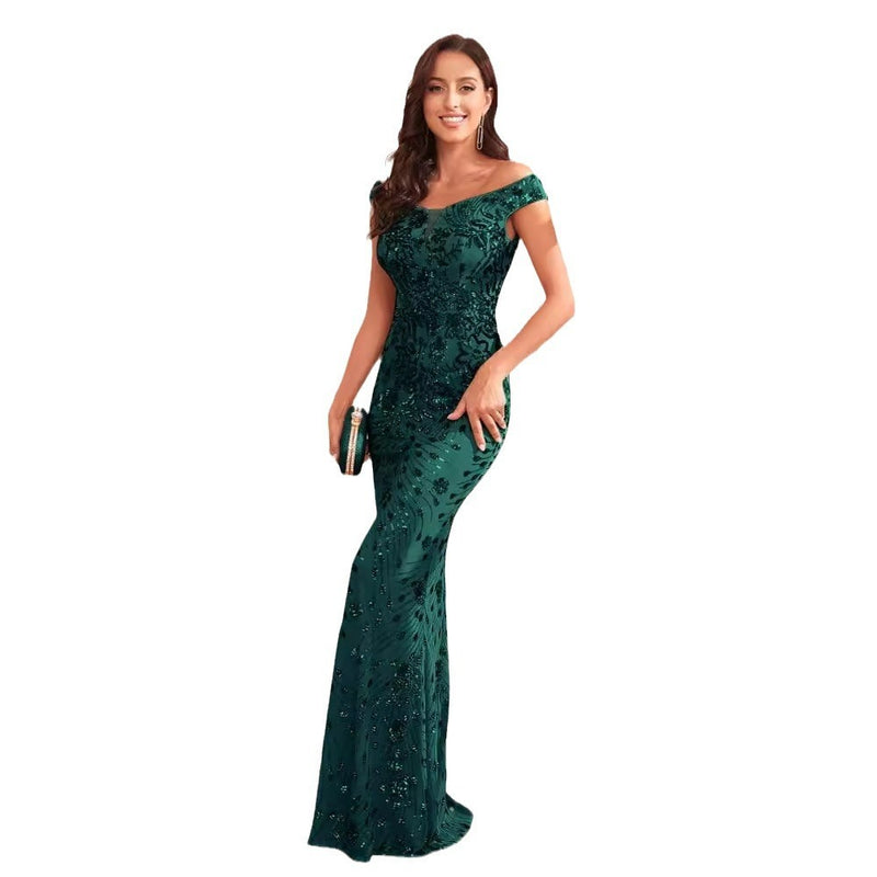 Green  Long Evening Dress