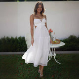 Female Hollow Backless Stitching Big Swing Dress