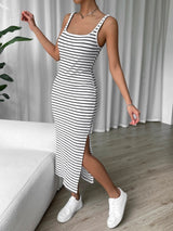 Women's Fashion Sleeveless Knitted Striped Dress