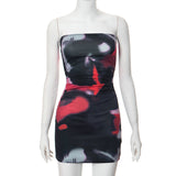 Printed Tube Top Dress Women's Fashion Tight