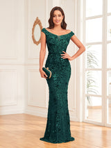 Green  Long Evening Dress