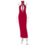 Solid Color Iron Hoop Sexy Cutout Slim Fit Dress